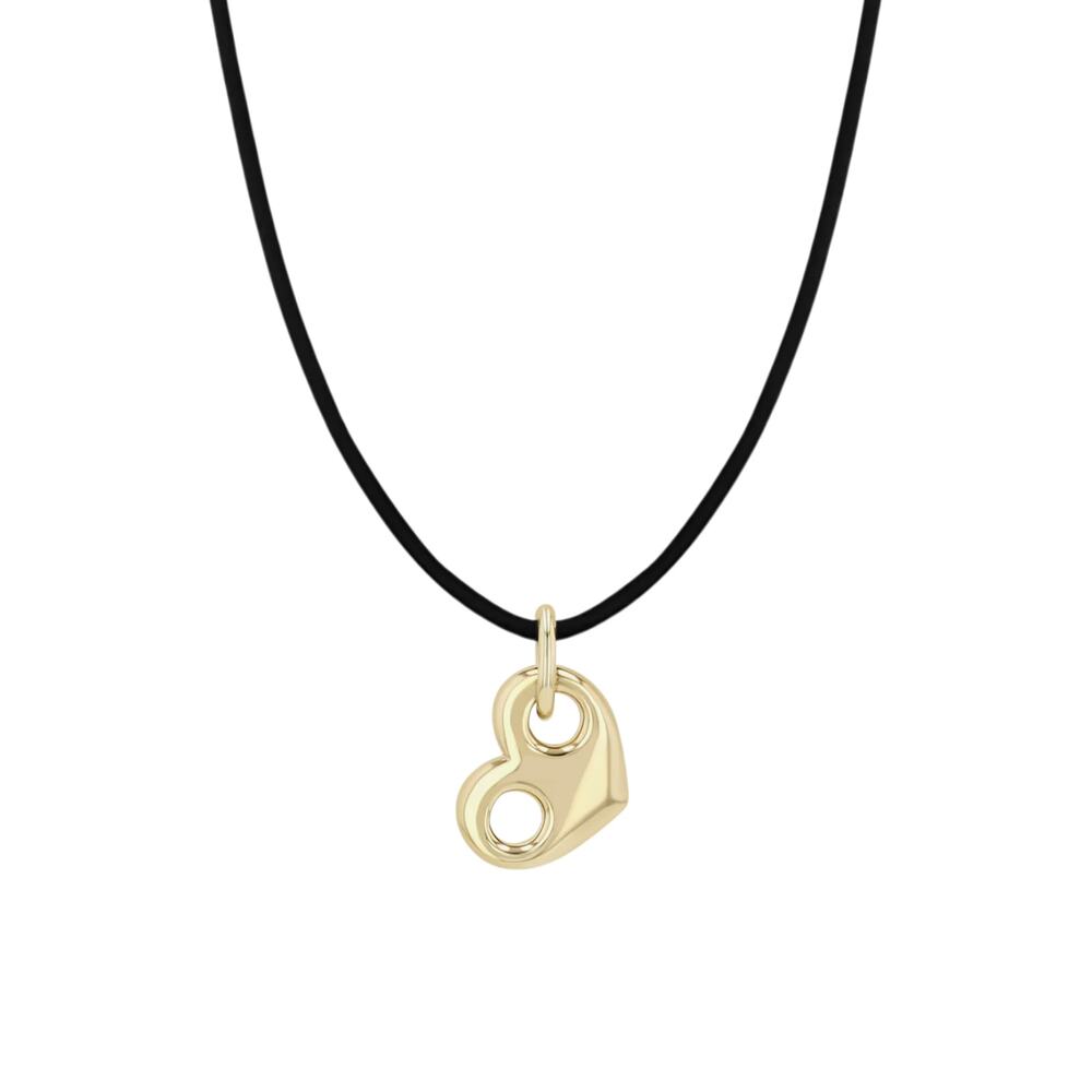 ZOE CHICCO 14k Gold Large Mariner Heart Leather Cord Necklace